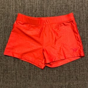 Mens swim trunk by Verge. Animal print red. Size S
